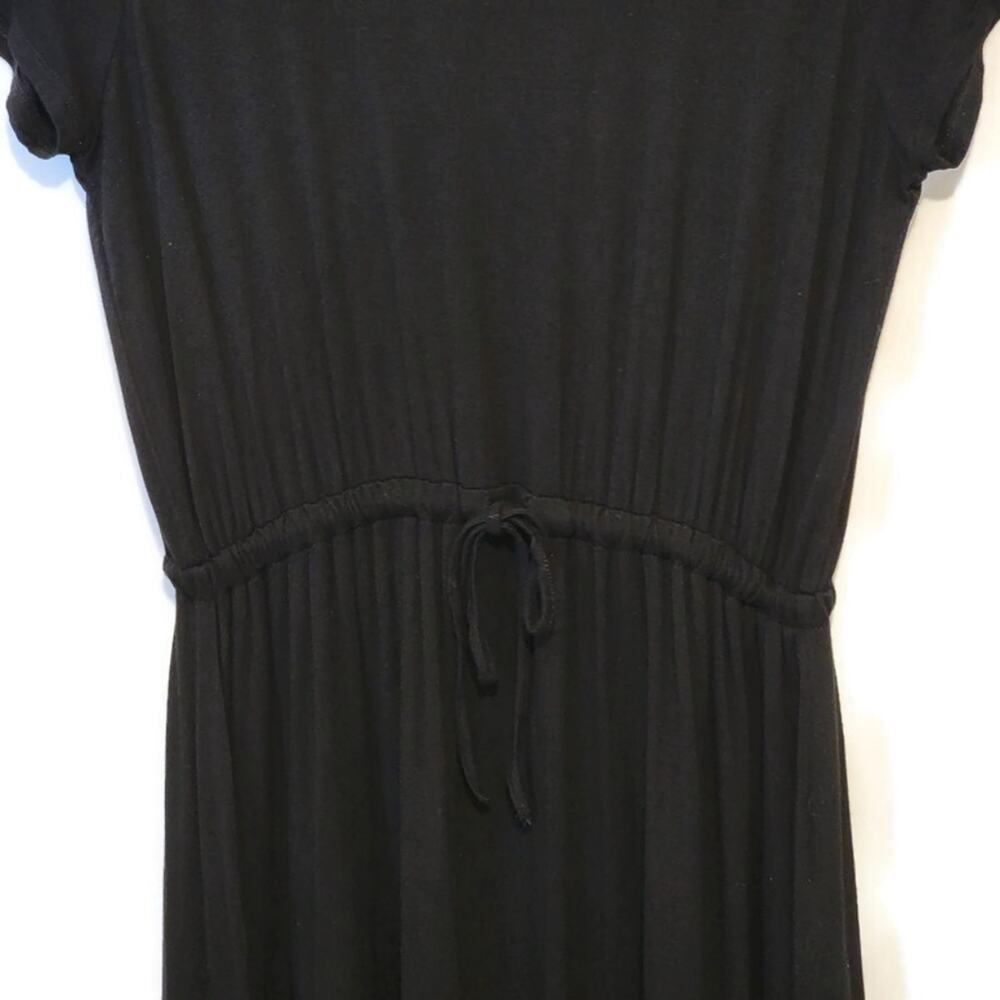 Olive & Oak Black Short Sleeve Drawstring Waist Jersey Knit Dress L - Picture 5 of 13